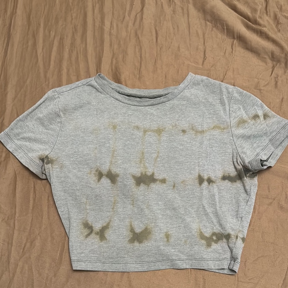 Army Green-Gray Tie-Dye Crop Top